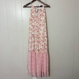 Drew Naomi Pink Floral Tiered Maxi Dress Size S